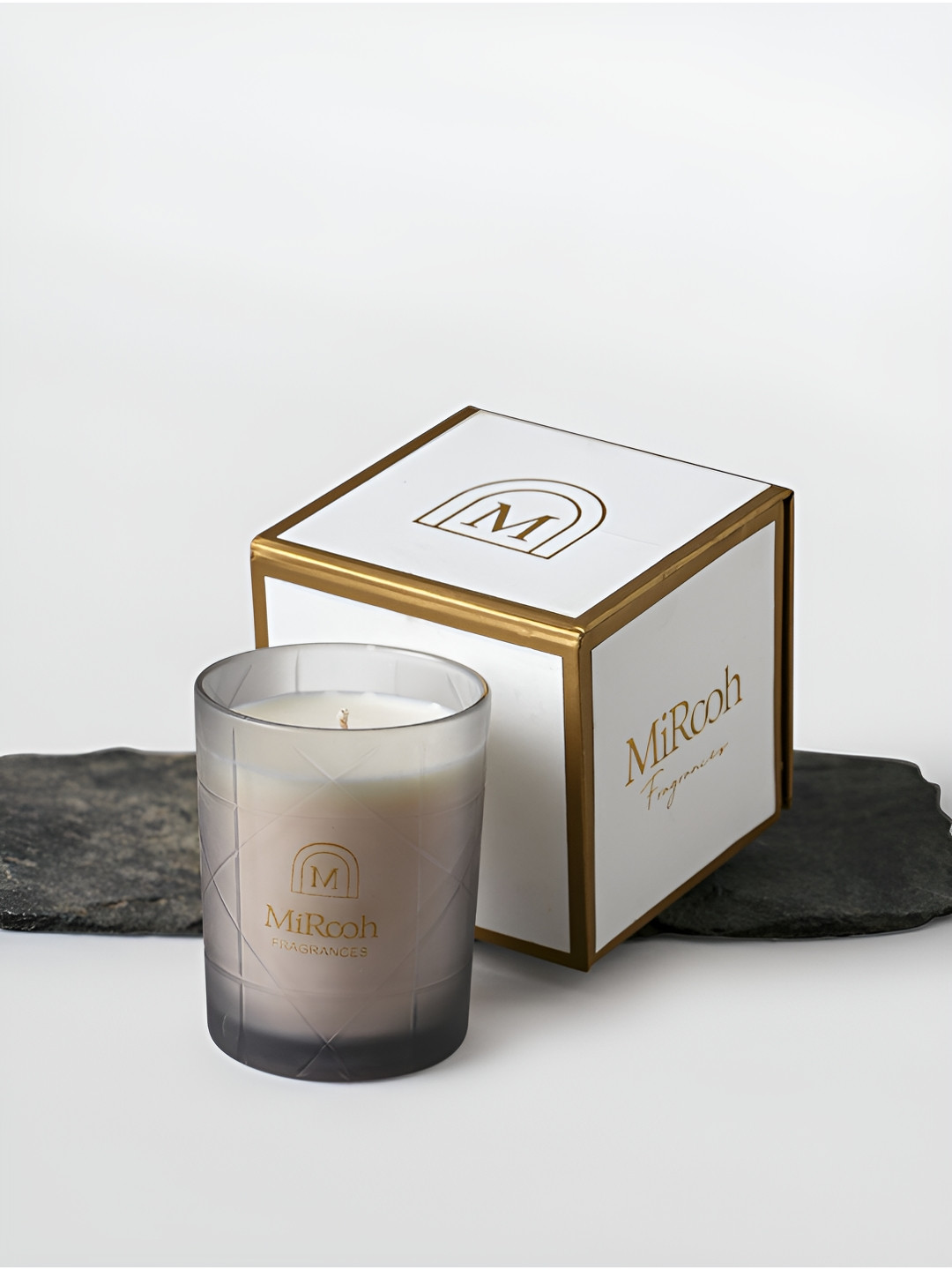 

Mirooh Cobalt Velvet Noir Kaudi Vanilla and Patchouli Scented Round Glass Votive Candle, Steel