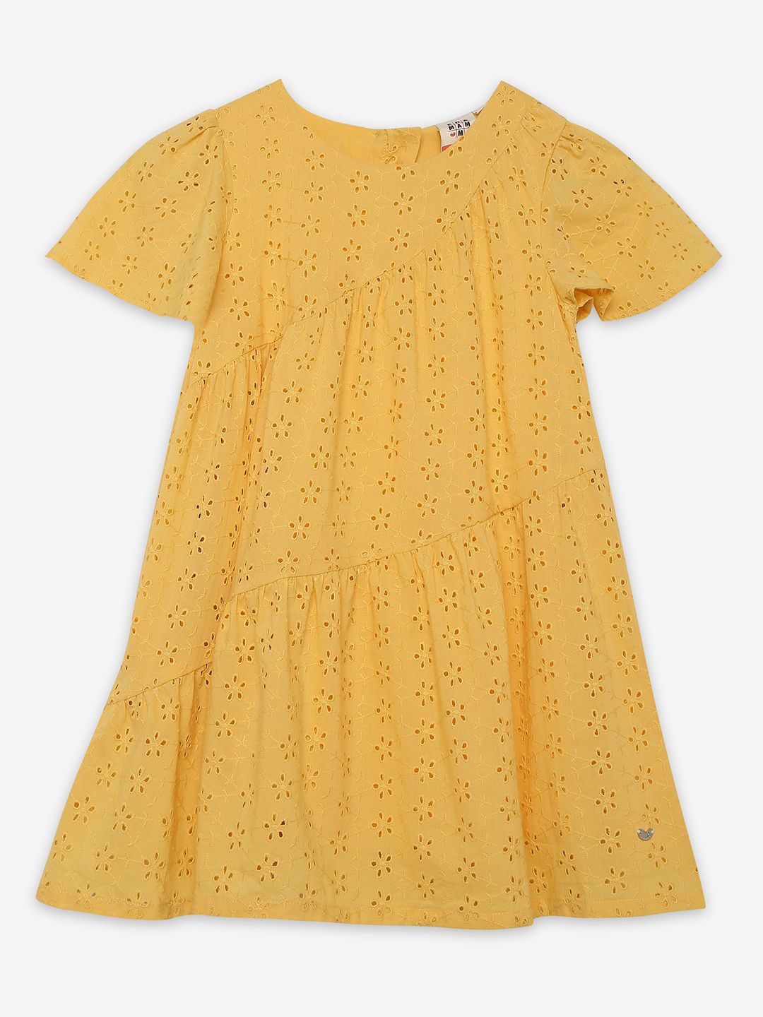 

Ed-a-Mamma Girls Schiffli Embroidered A-Line Dress, Yellow
