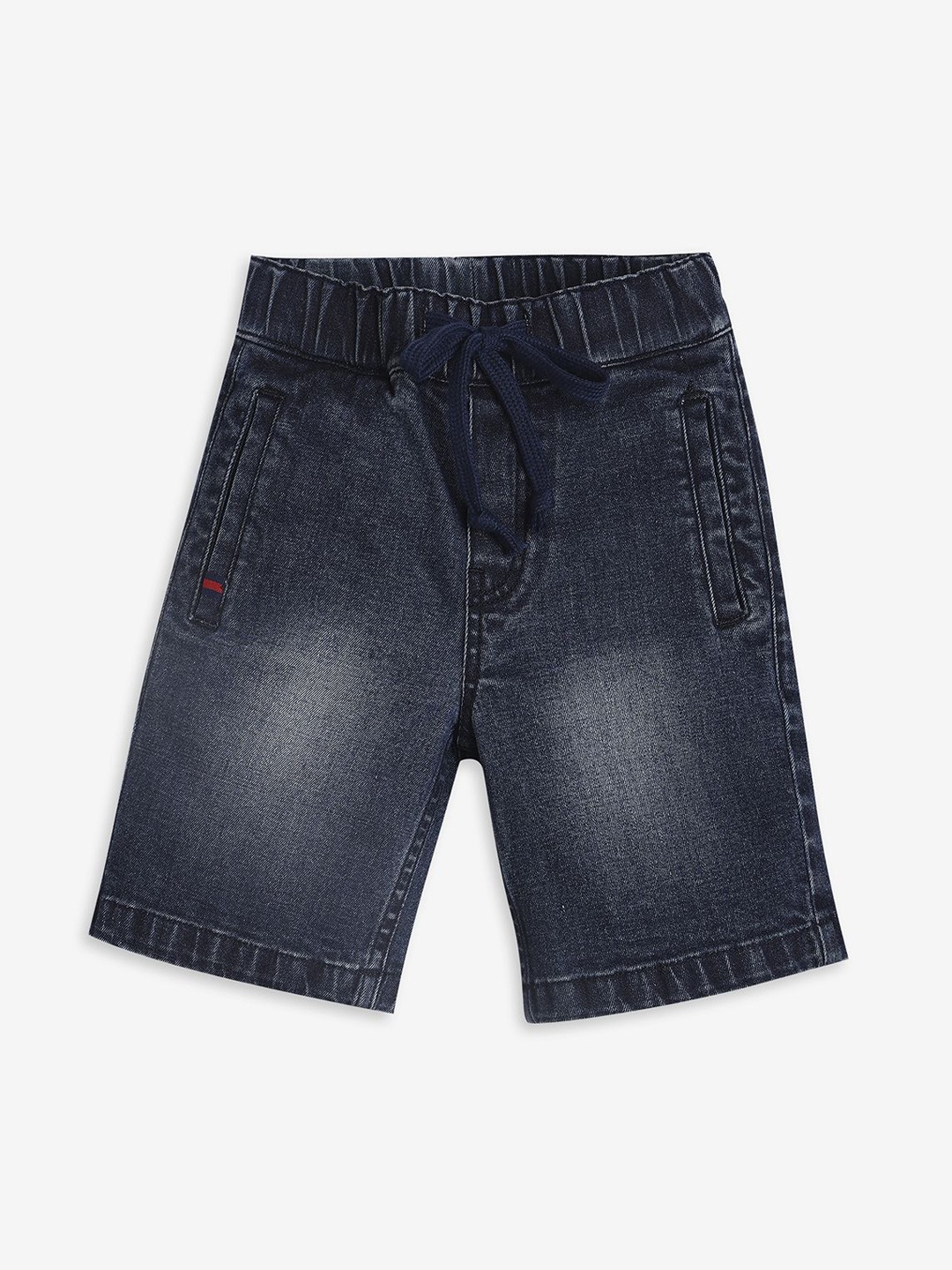 

Ed-a-Mamma Boys Mid-Rise Washed Pure Cotton Casual Denim Shorts, Blue