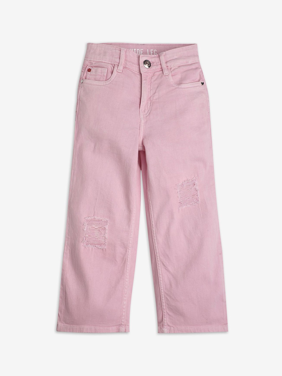 

Ed-a-Mamma Girls Comfort Mid Rise Mildly Distressed Stretchable Jeans, Pink