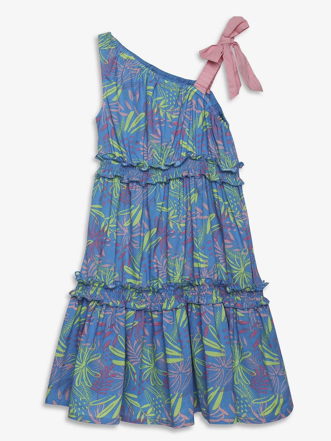 

Ed-a-Mamma Girls Floral Print One Shoulder Maxi Dress, Blue