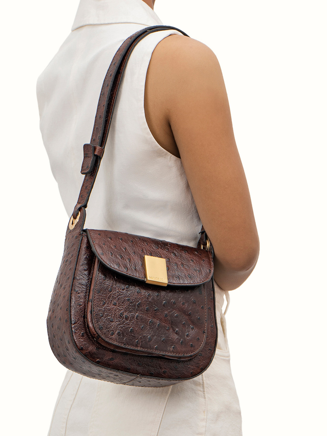 

Hidesign Gatwick-02 Textured Leather Structured Shoulder Bag, Brown