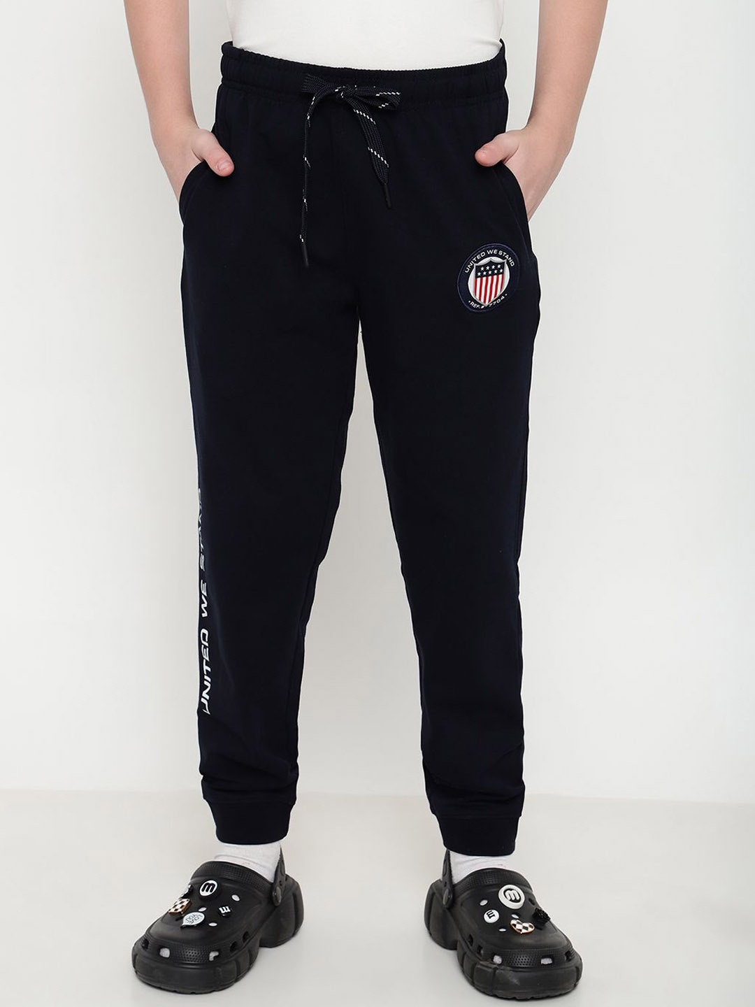 

Octave Boys Printed Cotton Mid Rise Joggers, Navy blue