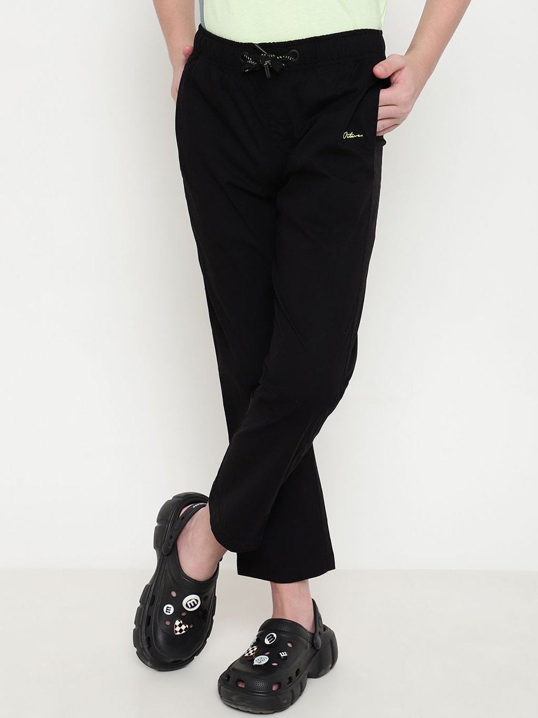 

Octave Boys Cotton Mid Rise Track Pants, Black