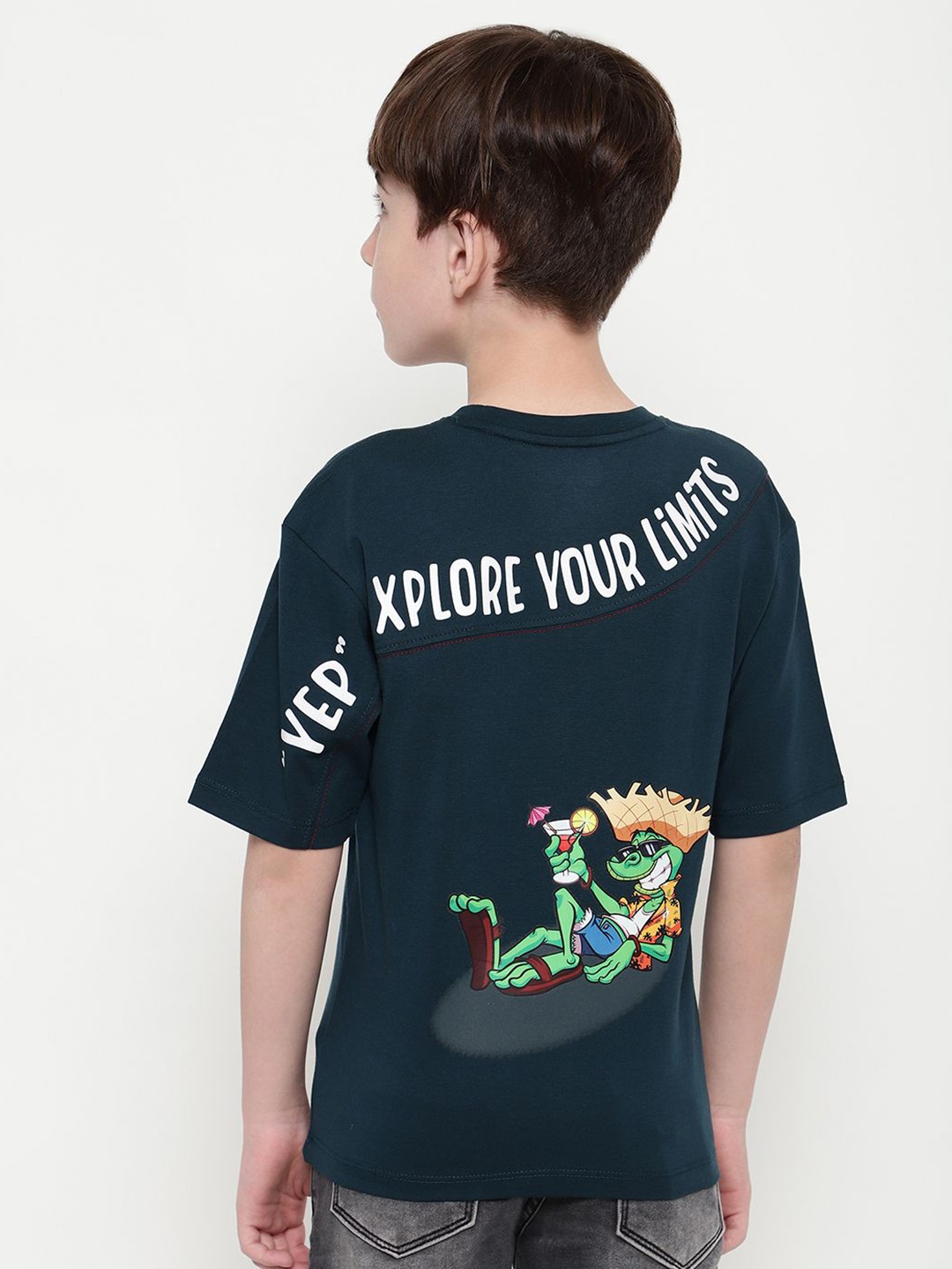 Octave Boys Round Neck Typography Printed T-shirt, Green