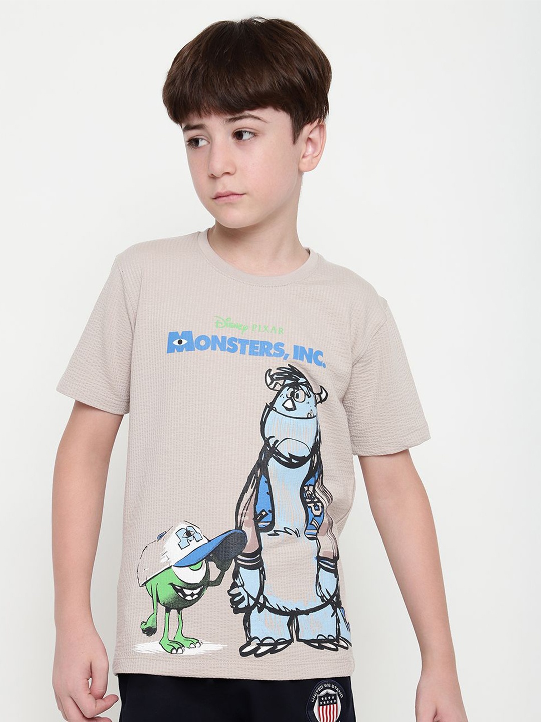 

Octave Boys Round Neck Graphic Printed T-shirt, Cream