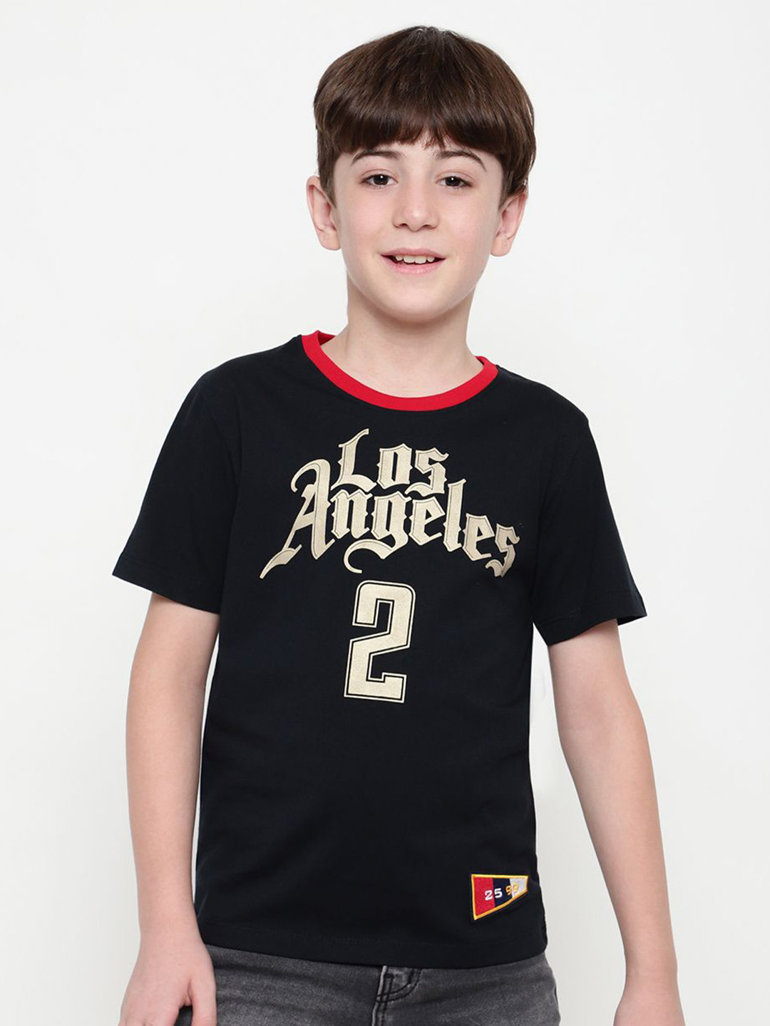 

Octave Boys Round Neck Varsity Printed T-shirt, Navy blue