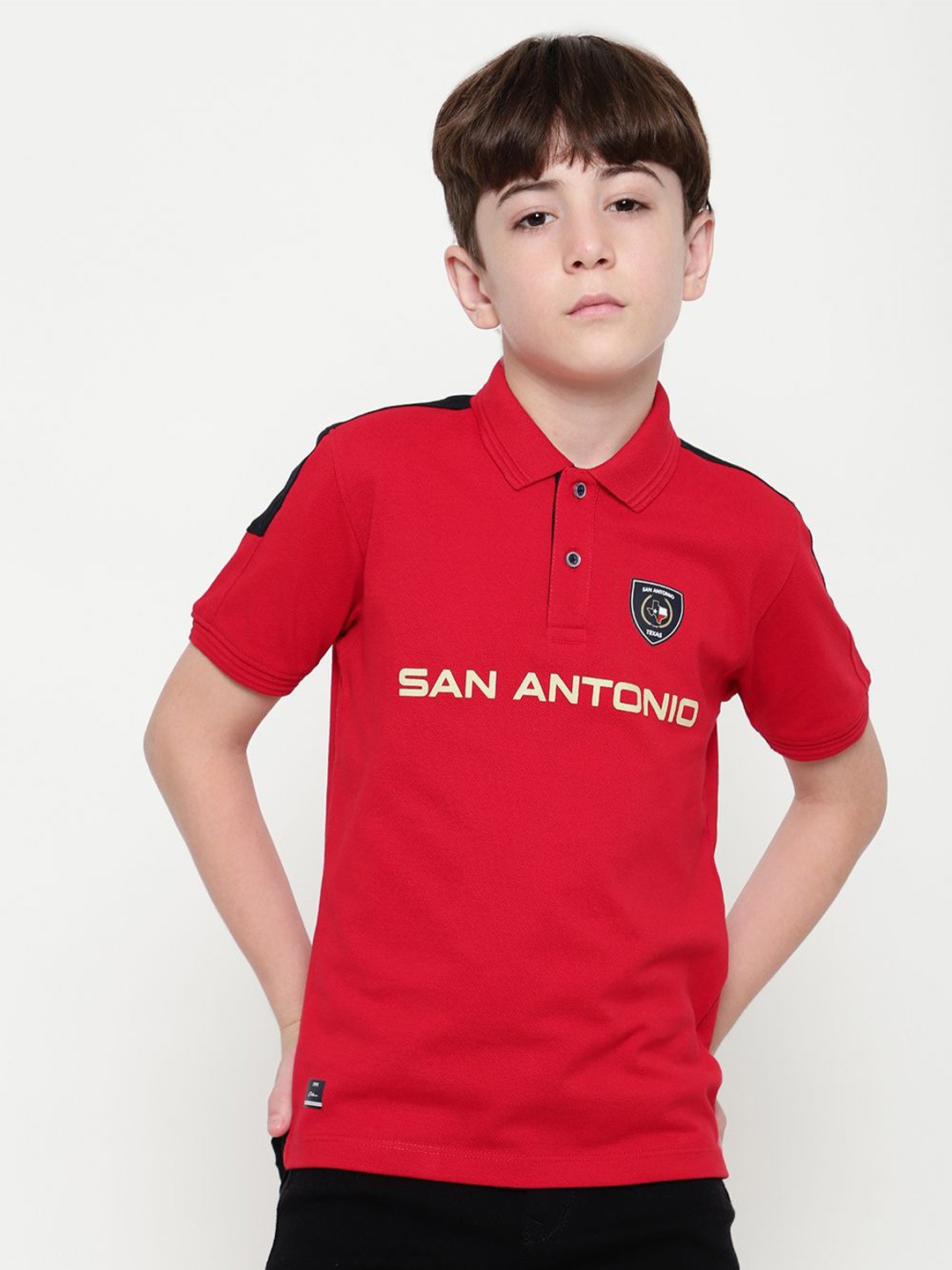 

Octave Boys Typography Printed Polo Collar T-shirt, Red