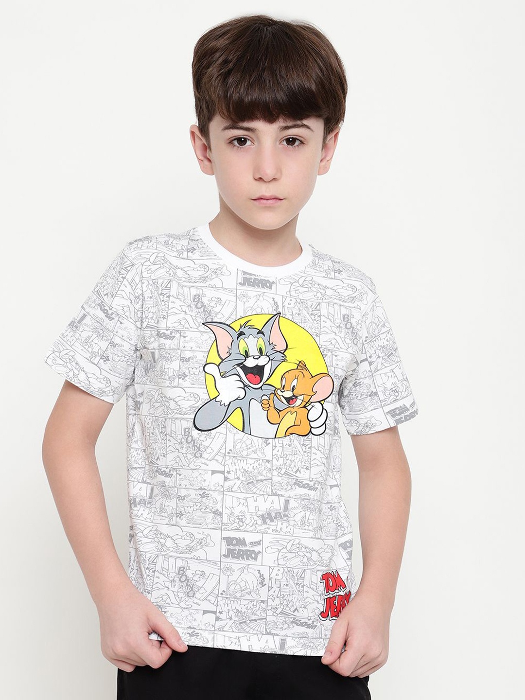 

Octave Boys Tom & Jerry Printed T-shirt, Grey