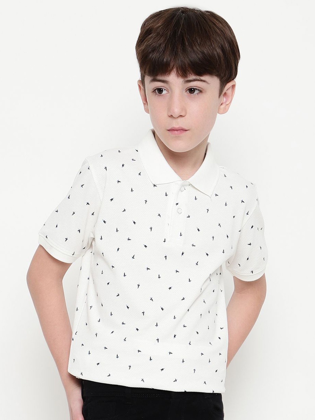 

Octave Boys Conversational Printed Polo Collar T-shirt, White