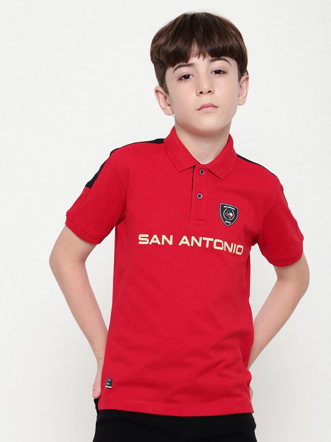 

Octave Boys Typography Printed Polo Collar T-shirt, Red