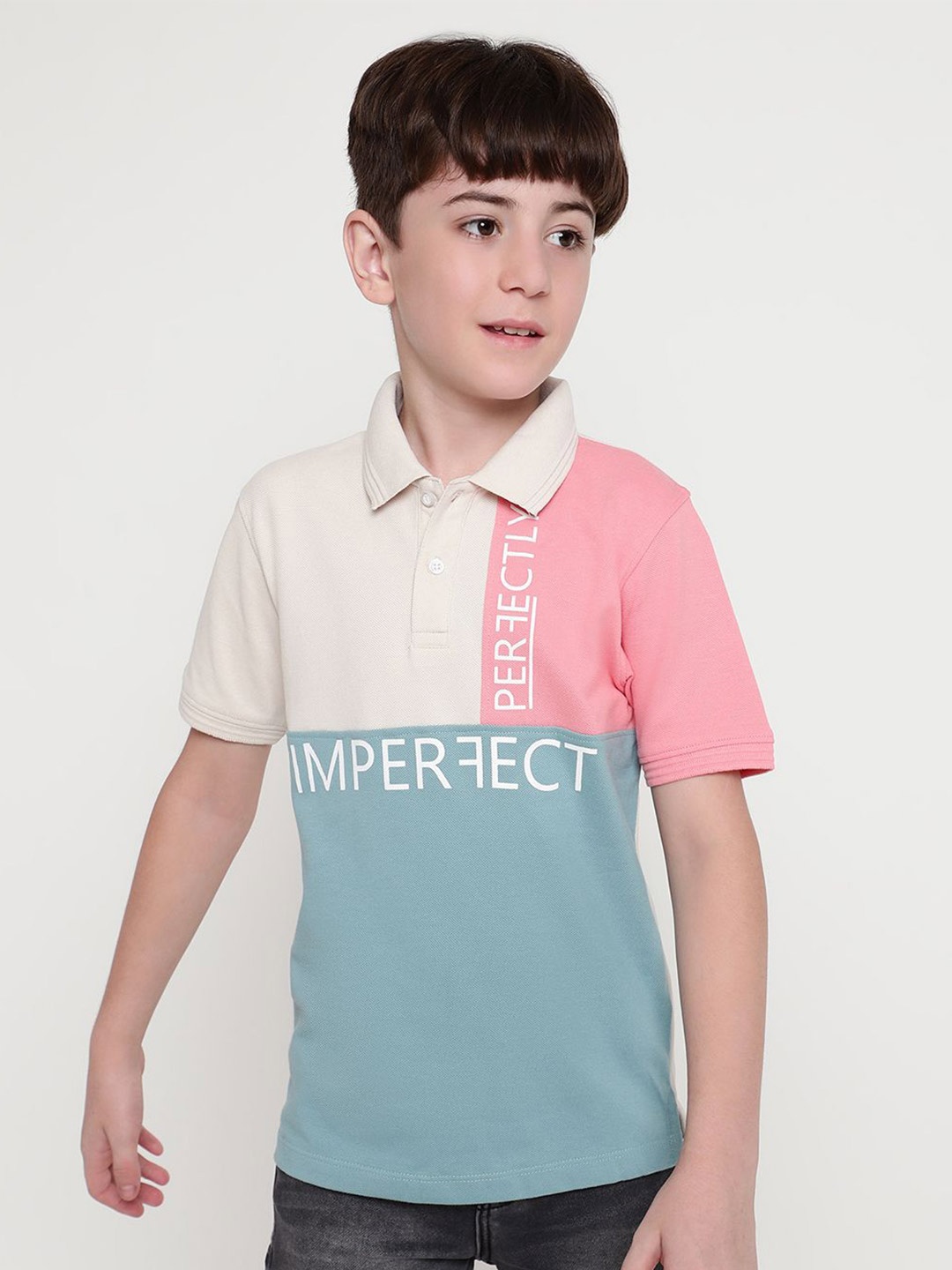 

Octave Boys Colourblocked Polo Collar T-shirt, Pink