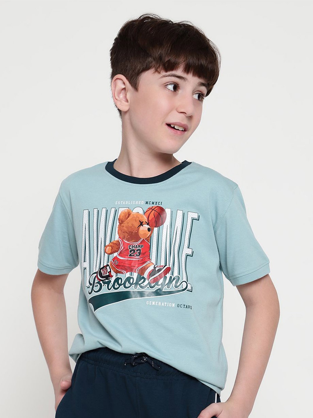

Octave Boys Graphic Printed Round Neck T-shirt, Blue