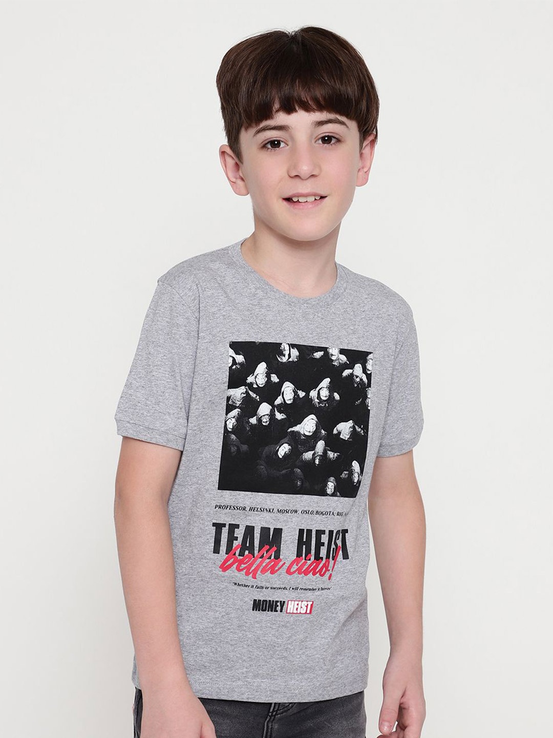 

Octave Boys Graphic Printed Round Neck T-shirt, Grey