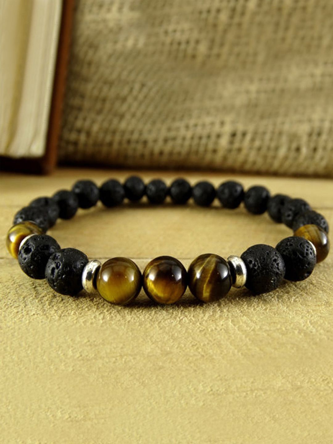 

Young & Forever Unisex Tigers Eye Elasticated Bracelet, Black