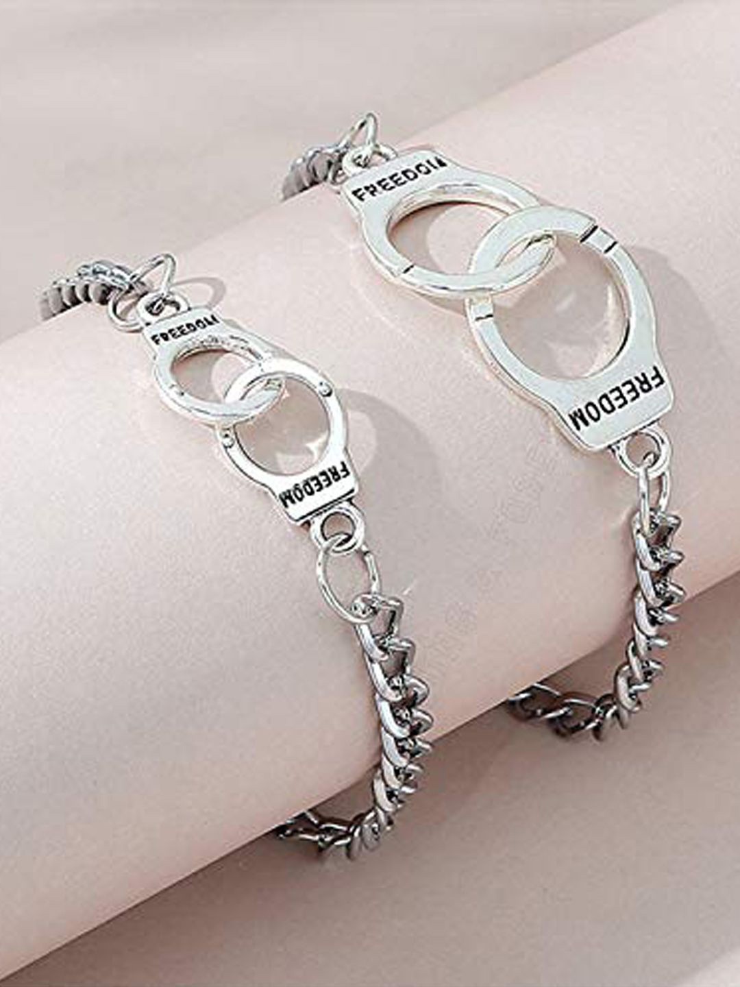 

Young & Forever Unisex Set Of 2 Brass-Plated Link Bracelet, Silver