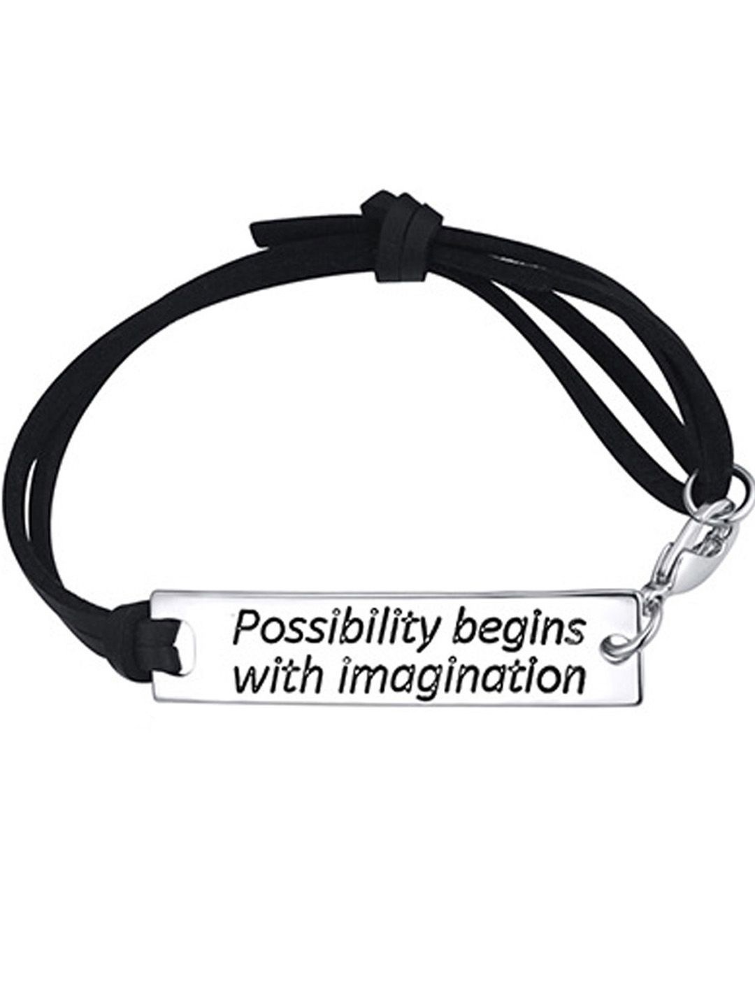 

Young & Forever Unisex Leather Brass-Plated Charm Bracelet, Silver