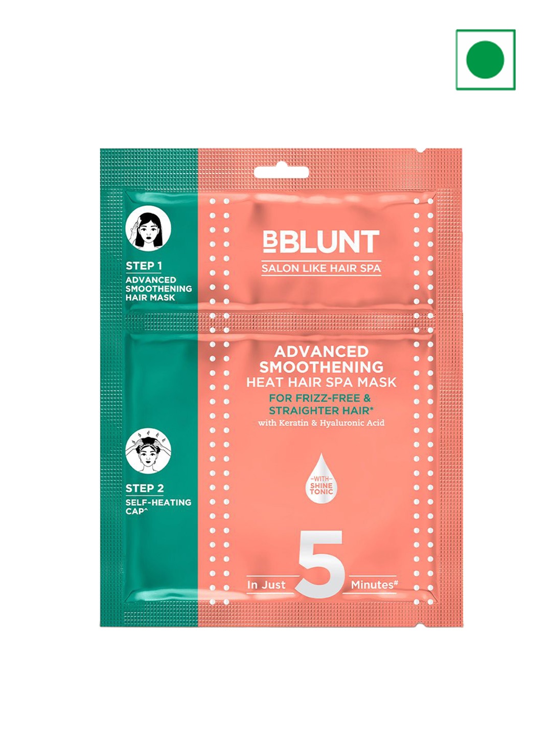 

BBLUNT Advanced Smoothening Heat Hair Spa Mask with Keratin & Hyaluronic Acid - 250g, Peach