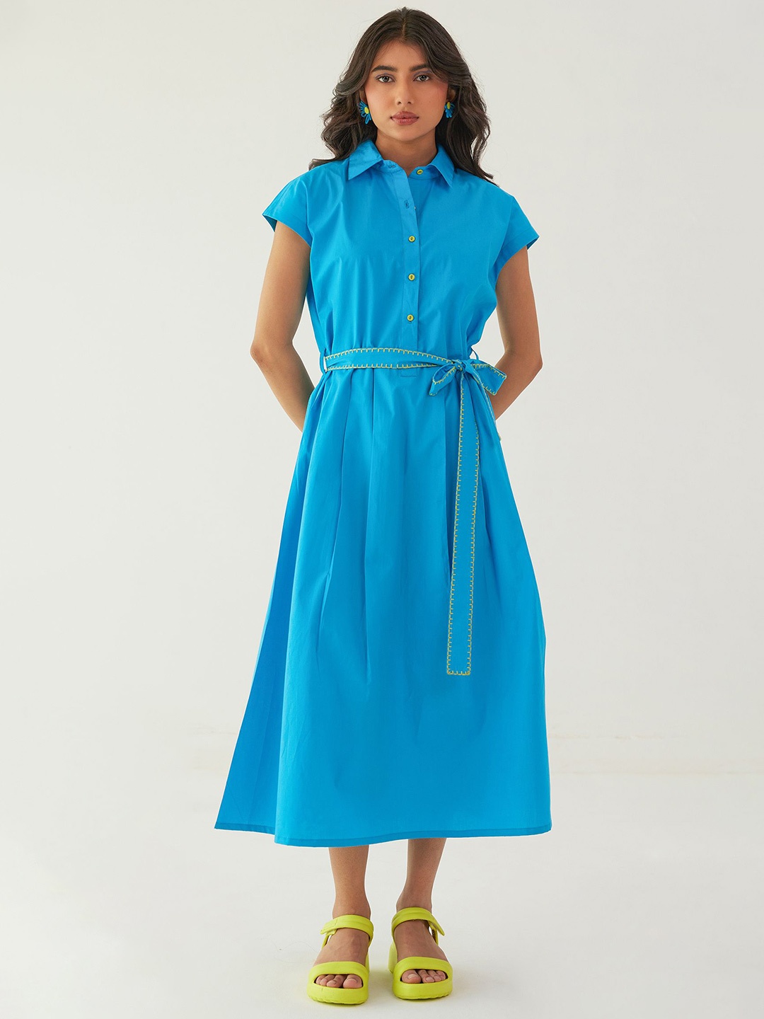 

PINK CACTII A-Line Midi Dress, Blue