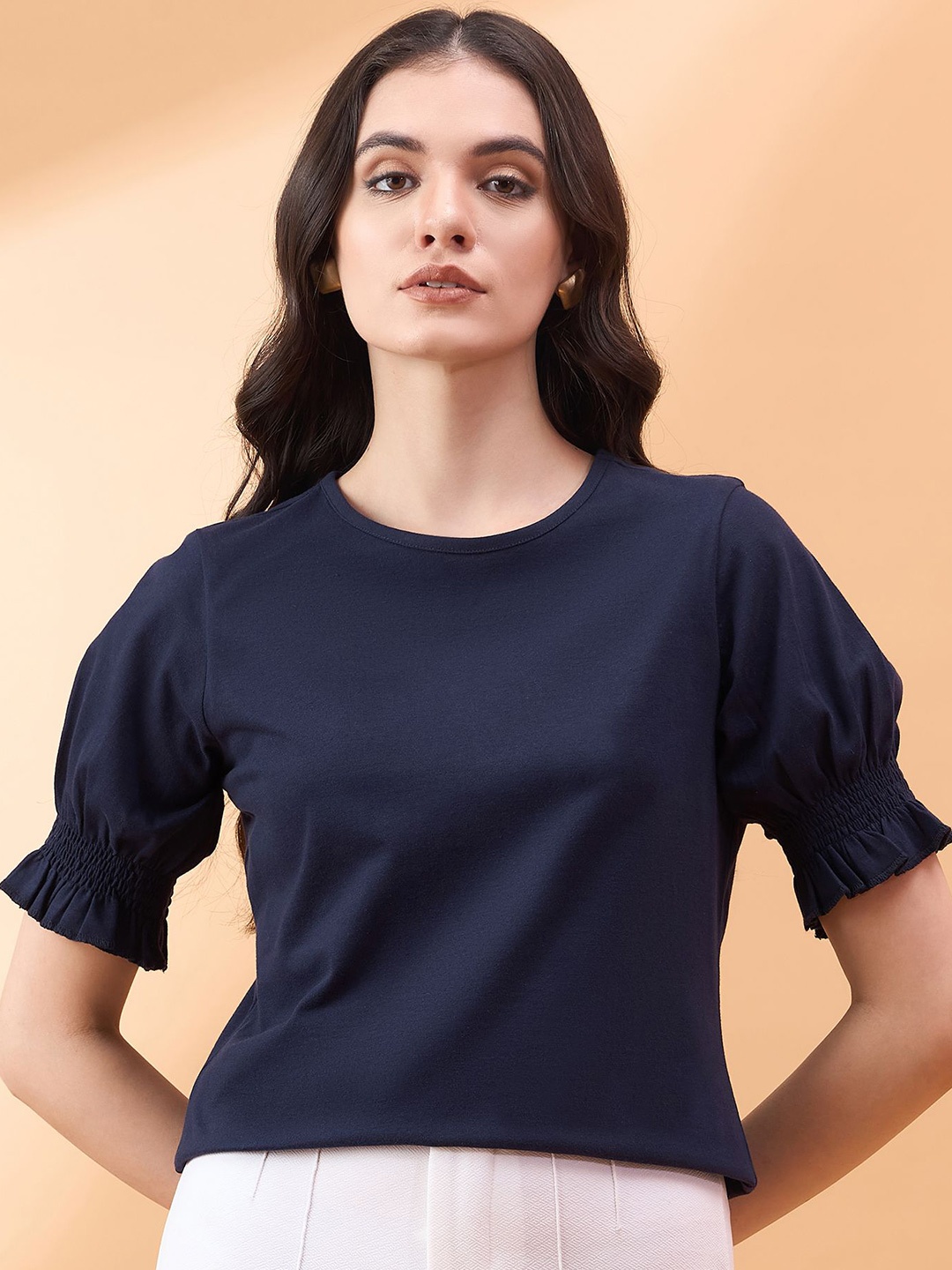 

all about you Women Solid T-shirt, Navy blue