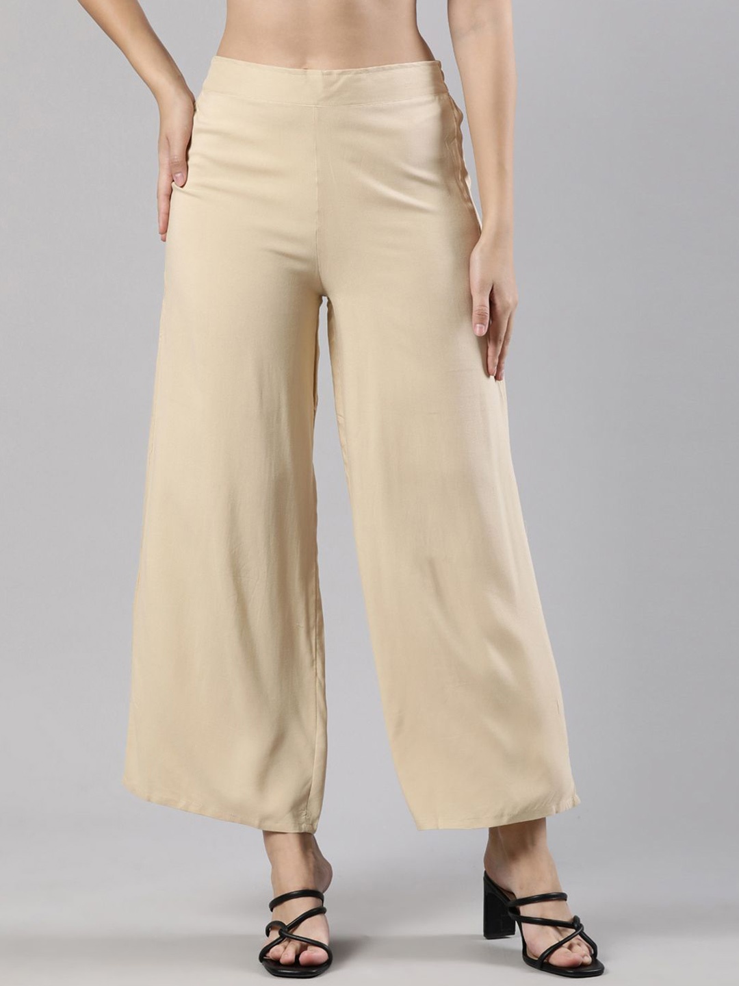 

Femmora Women Wide Leg Palazzos, Beige
