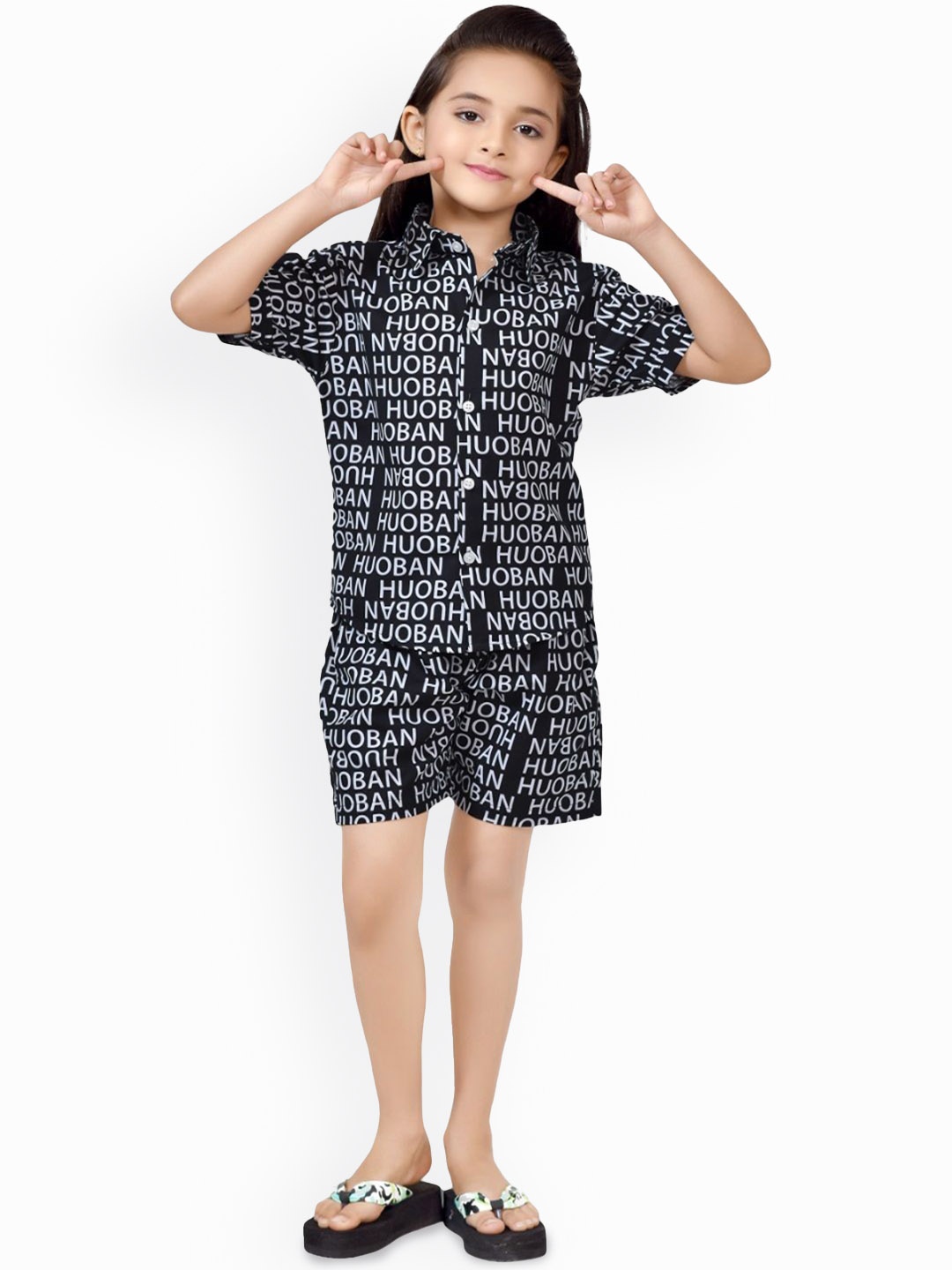 

BAESD Girls Printed Pure Cotton Clothing Set, Black