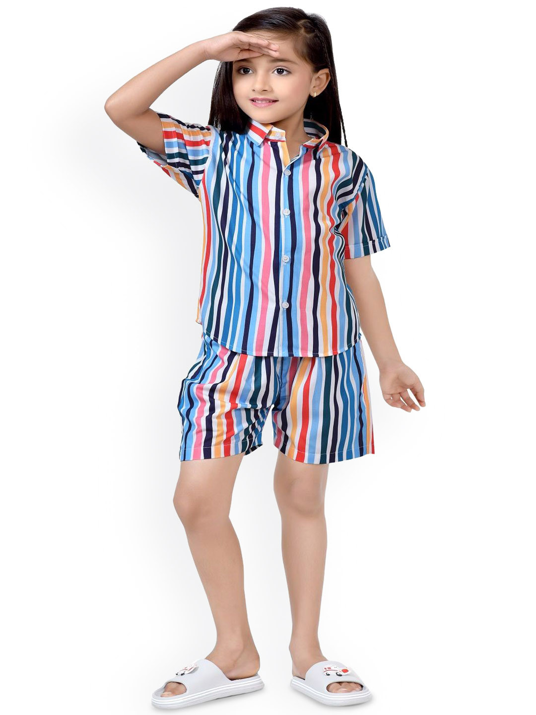 

BAESD Girls Striped Pure Cotton Clothing Set, Blue