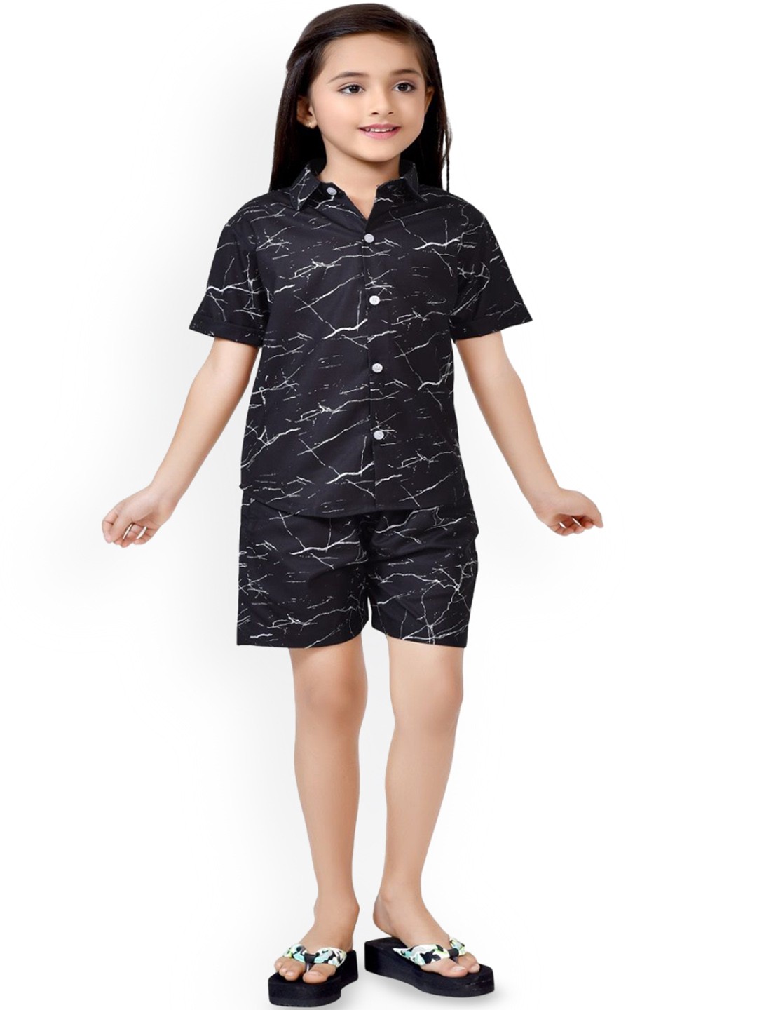 

BAESD Girls Printed Pure Cotton Clothing Set, Black