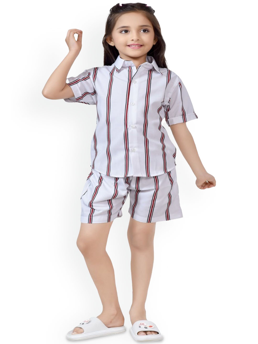 

BAESD Girls Striped Pure Cotton Clothing Set, White