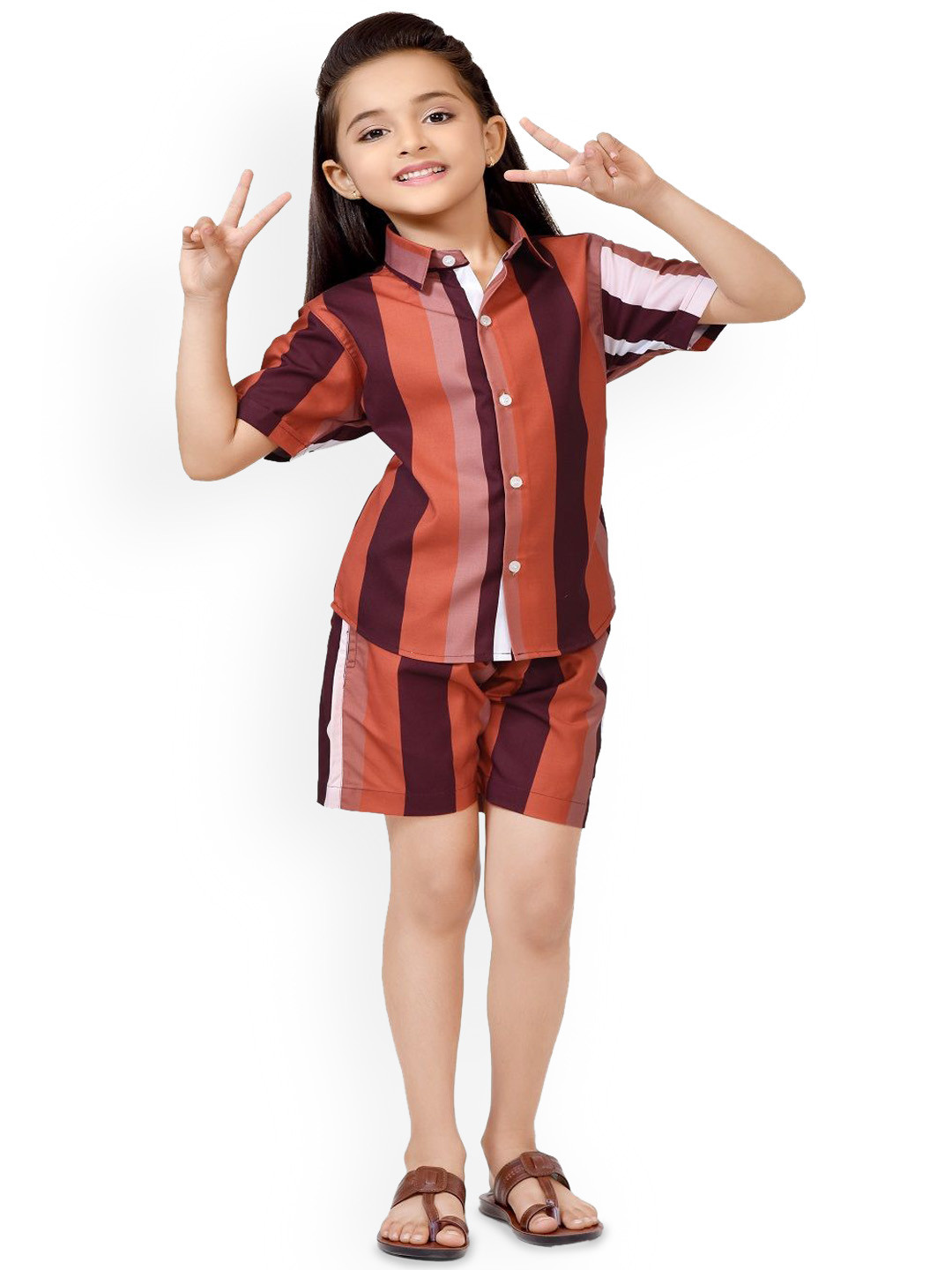 

BAESD Girls Printed Pure Cotton Clothing Set, Brown