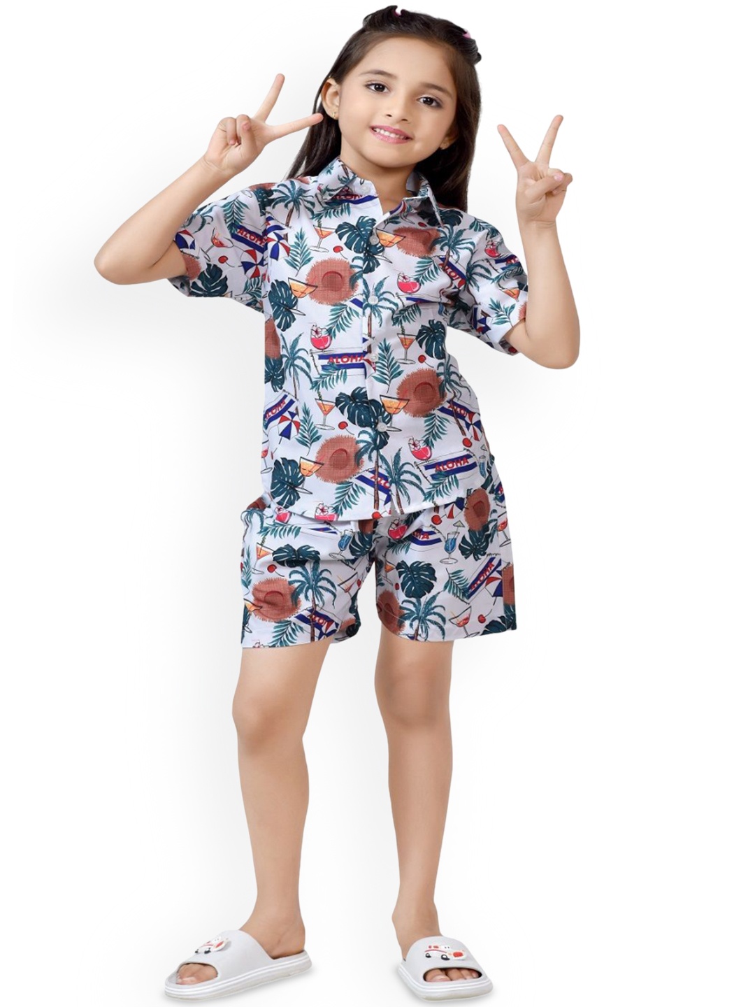 

BAESD Girls Printed Pure Cotton Clothing Set, White