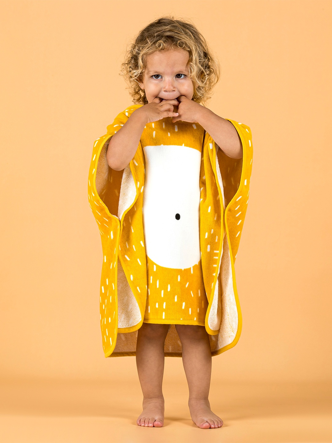 

Nabaiji By Decathlon Boys White & Yellow Pure Cotton Bath Robe With Hoody