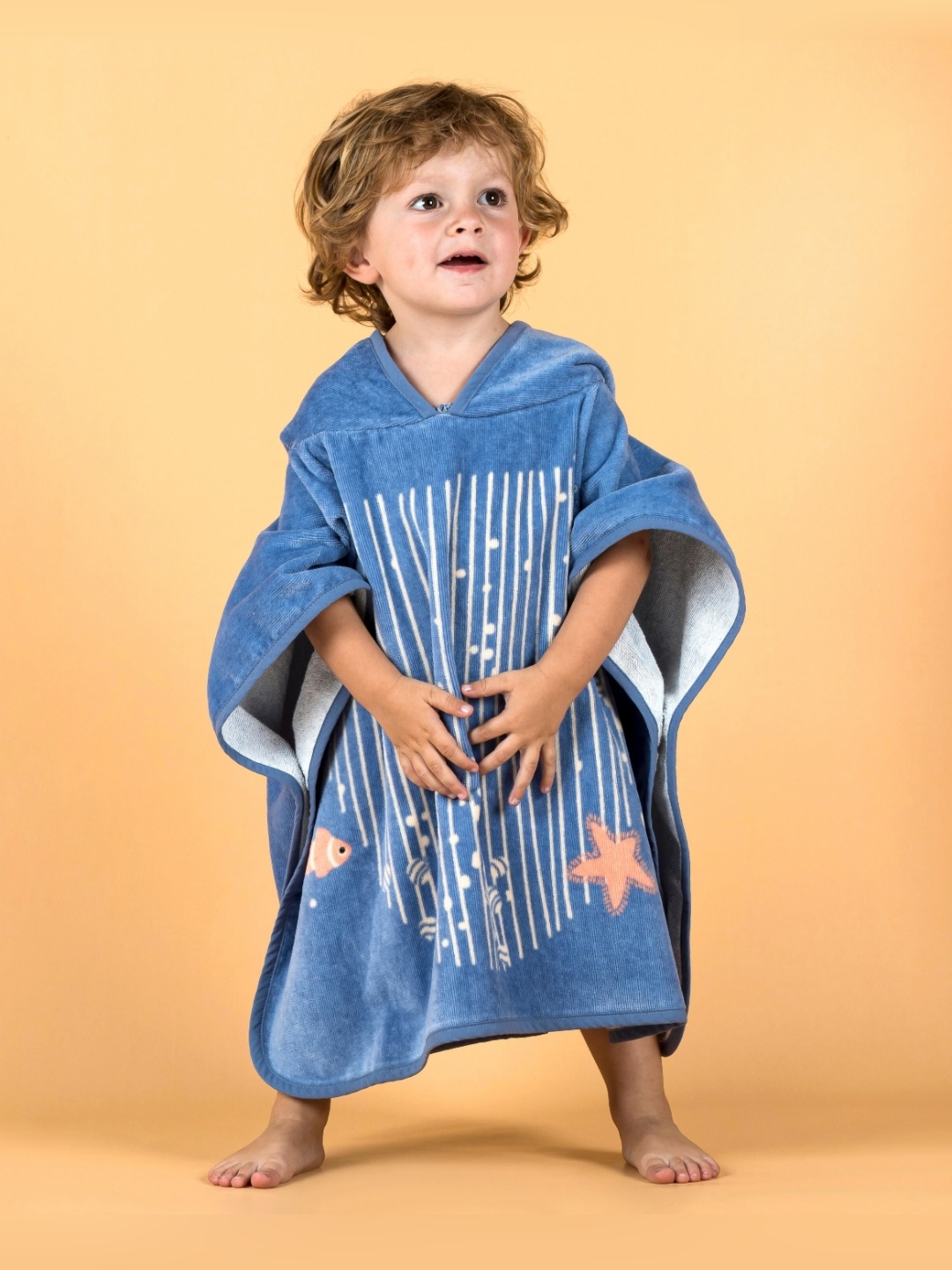 

Nabaiji By Decathlon Blue & White Printed Cotton Bath Robe