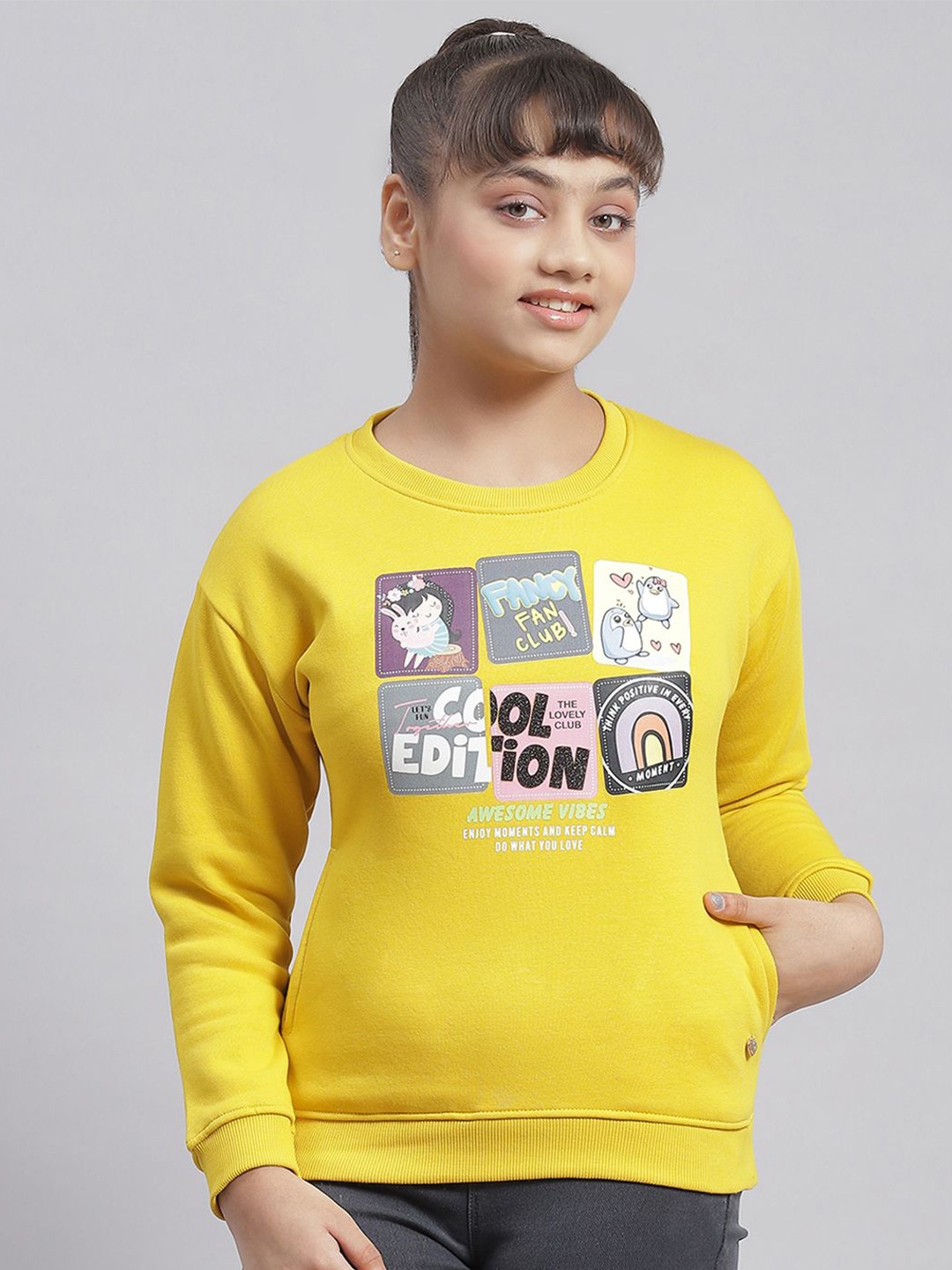 

Monte Carlo Girls Printed Sweatshirt, Yellow
