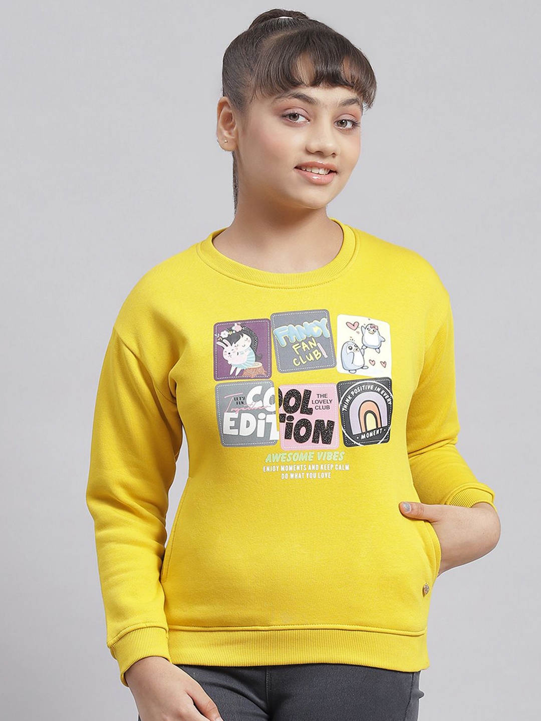 

Monte Carlo Girls Printed Long Sleeves Sweatshirt, Yellow