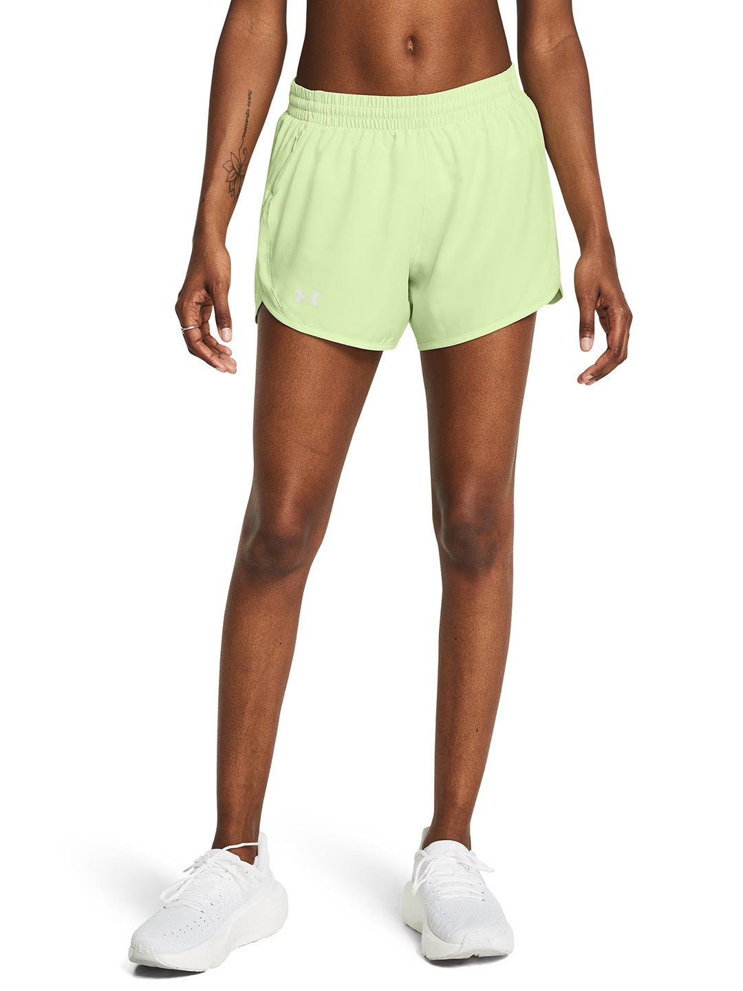 

UNDER ARMOUR Women Mid-rise Fly By 3 Loose- Fit Running Shorts, Green