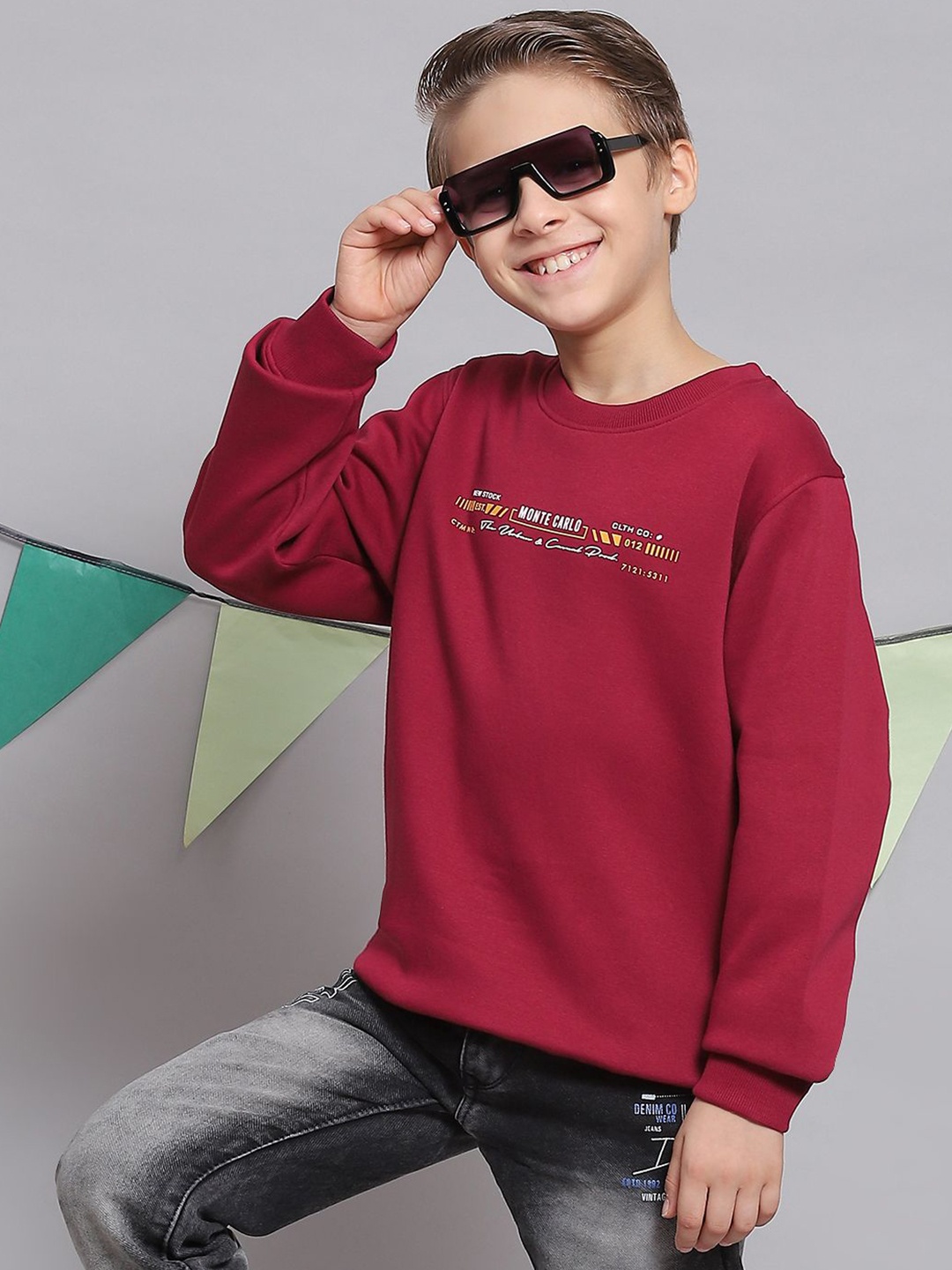 

Monte Carlo Boys Printed Hooded Sweatshirt, Maroon