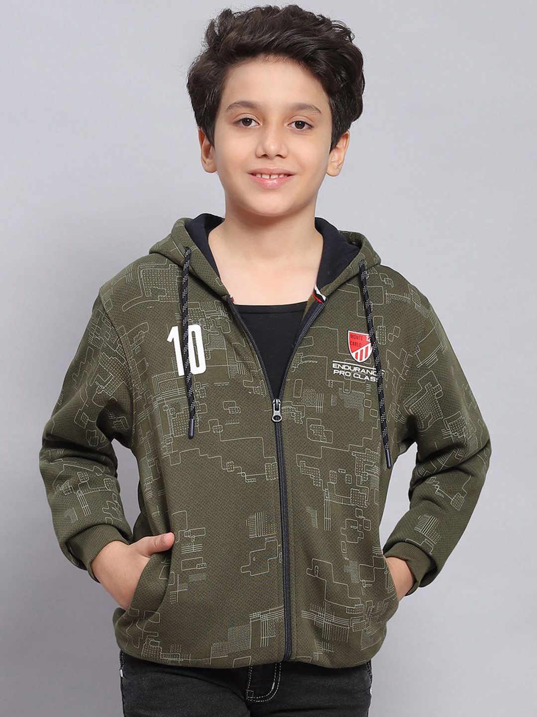 

Monte Carlo Boys Printed Hooded Sweatshirt, Olive