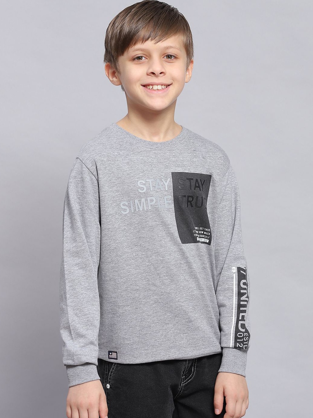 

Monte Carlo Boys Printed Sweatshirt, Grey melange