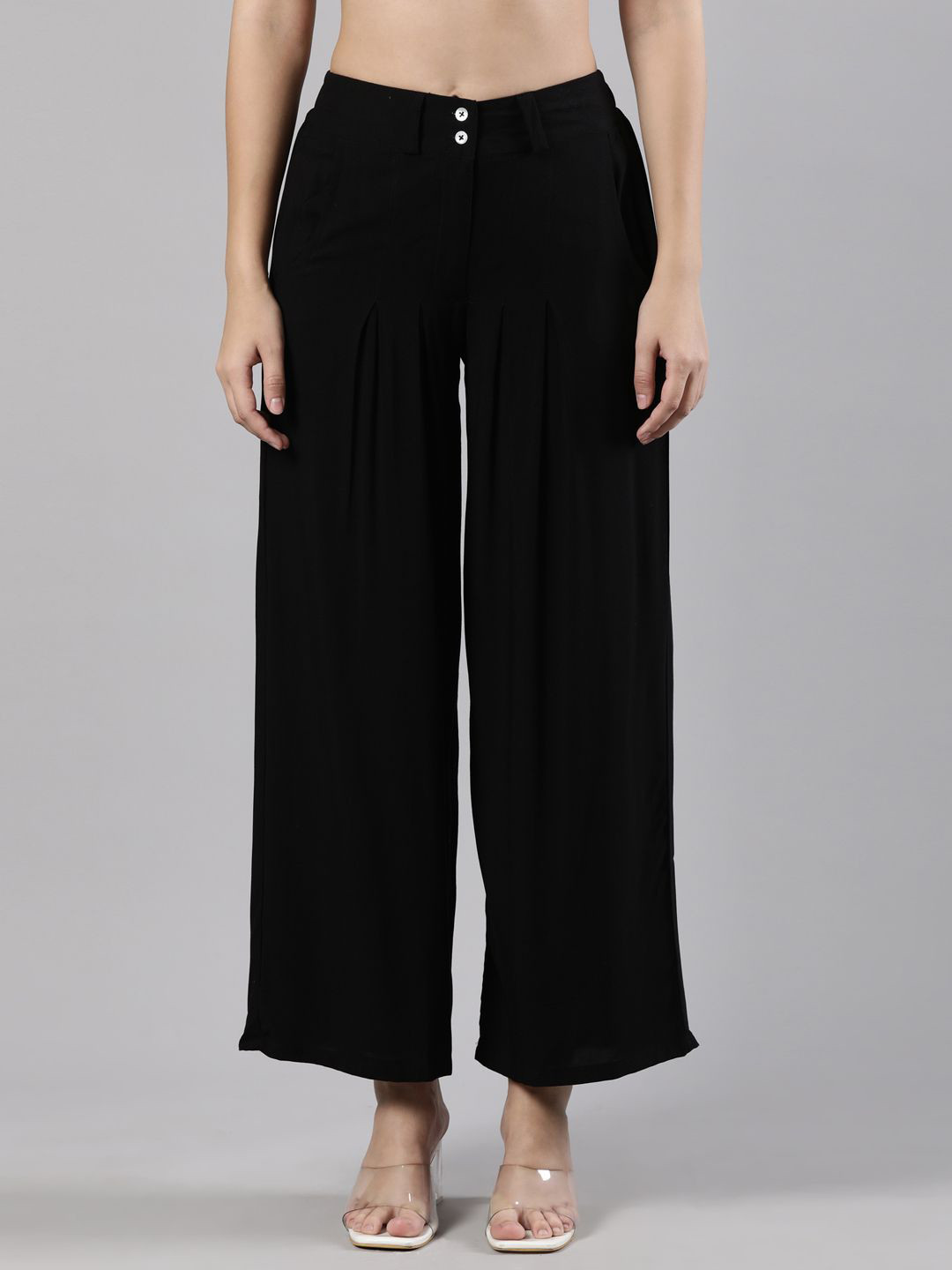 

Femmora Women Flared Palazzos, Black
