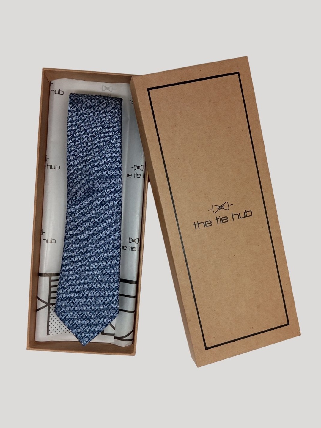 

The Tie Hub Men Self Design Skinny Tie, Blue