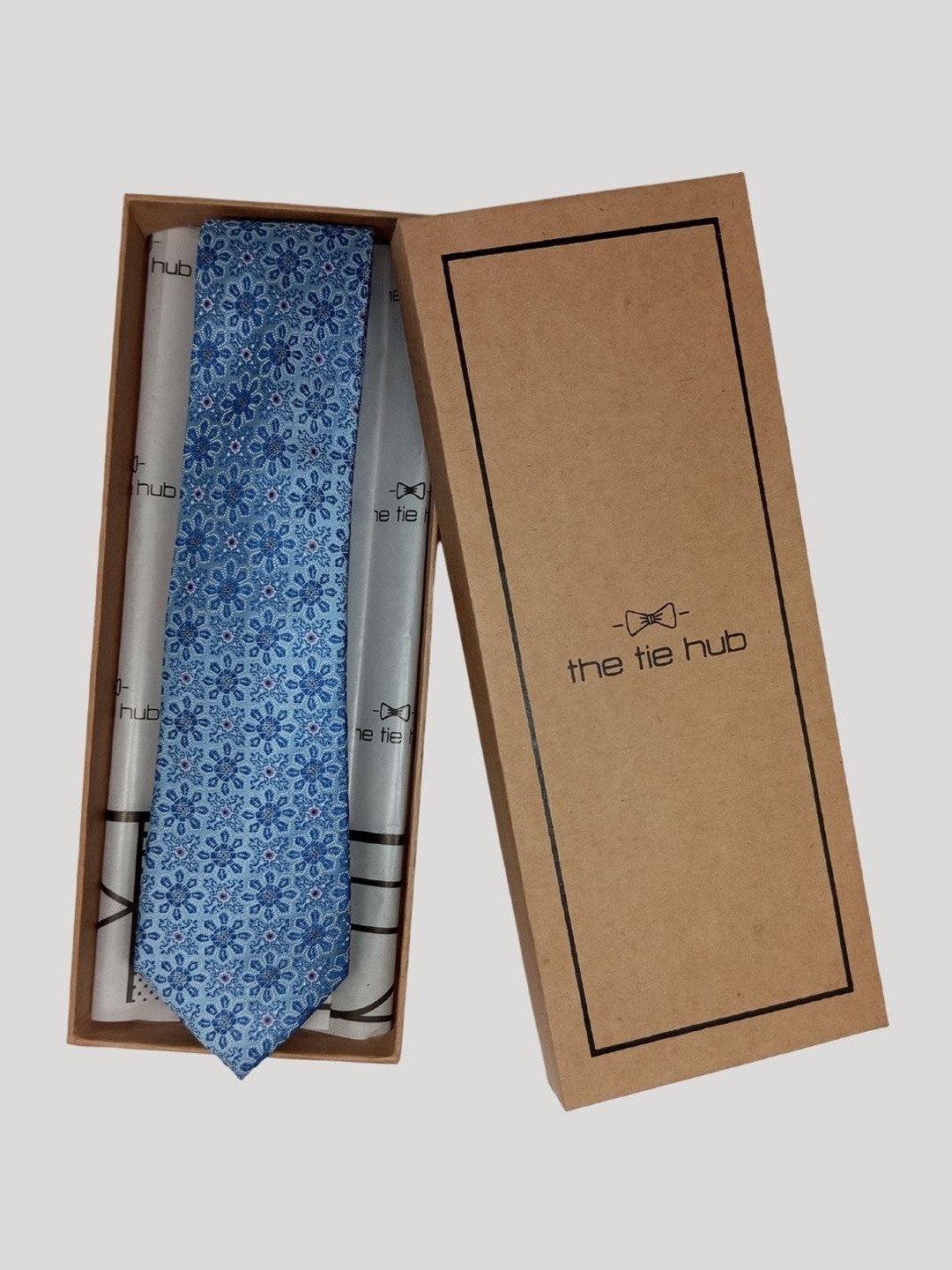 

The Tie Hub Men Self Design Skinny Tie, Blue
