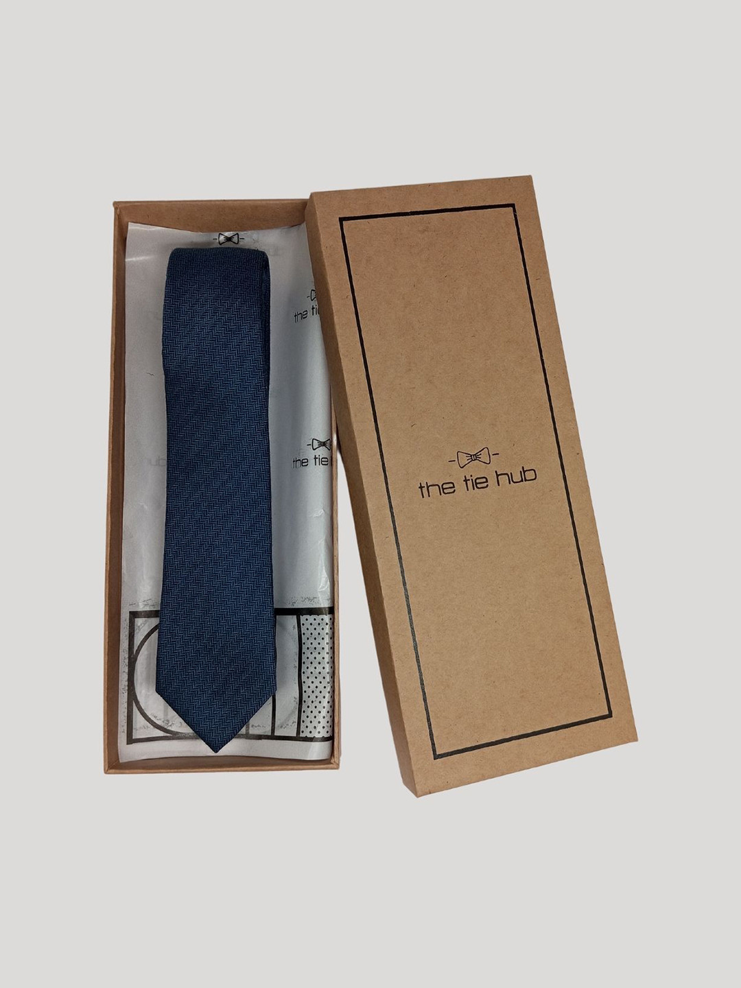 

The Tie Hub Men Formal Silk Skinny Tie, Navy blue