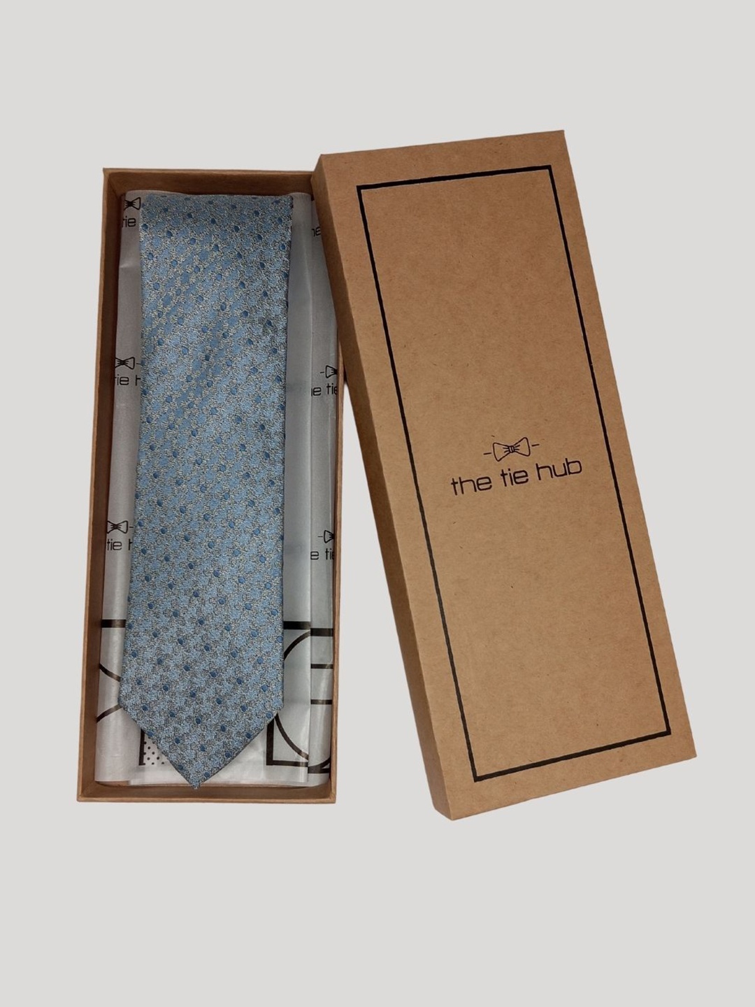 

The Tie Hub Men Printed Silk Skinny Formal Tie, Blue
