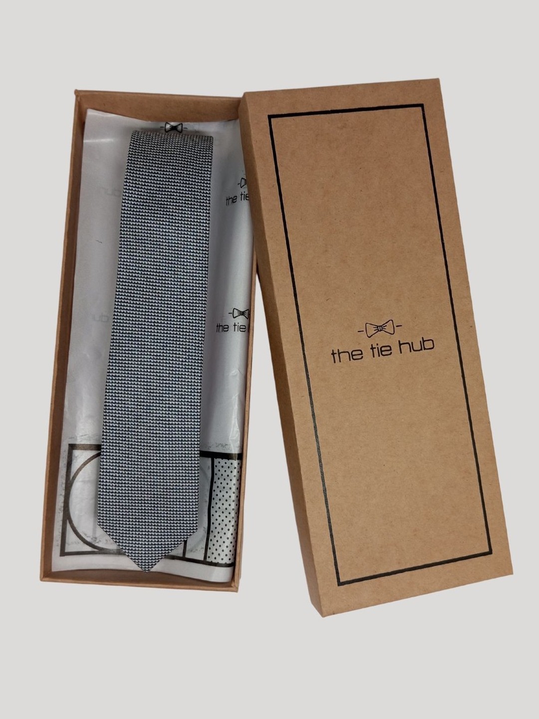 

The Tie Hub Men Silk Formal Skinny Tie, Grey