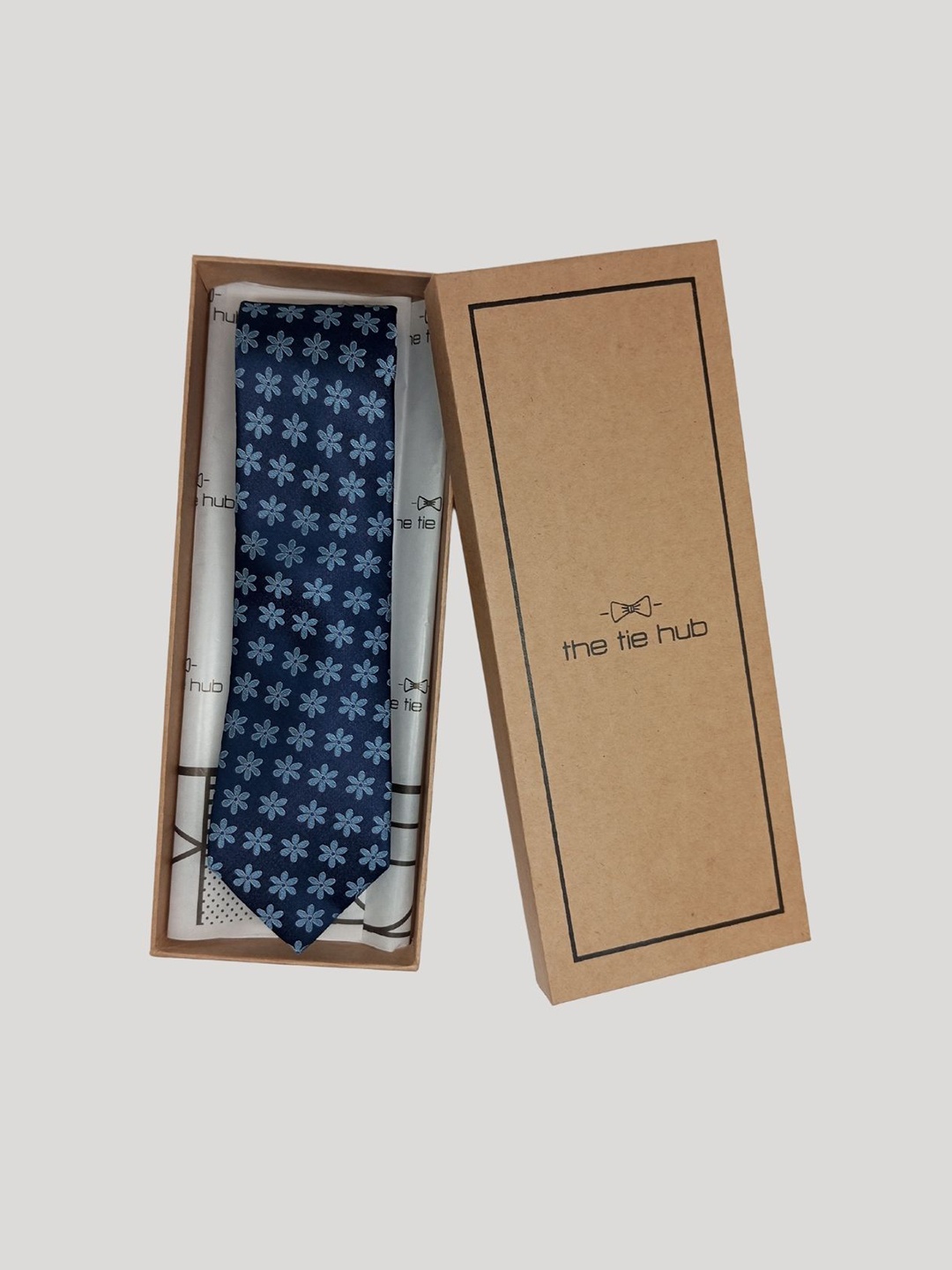

The Tie Hub Men Printed Silk Formal Skinny Tie, Blue