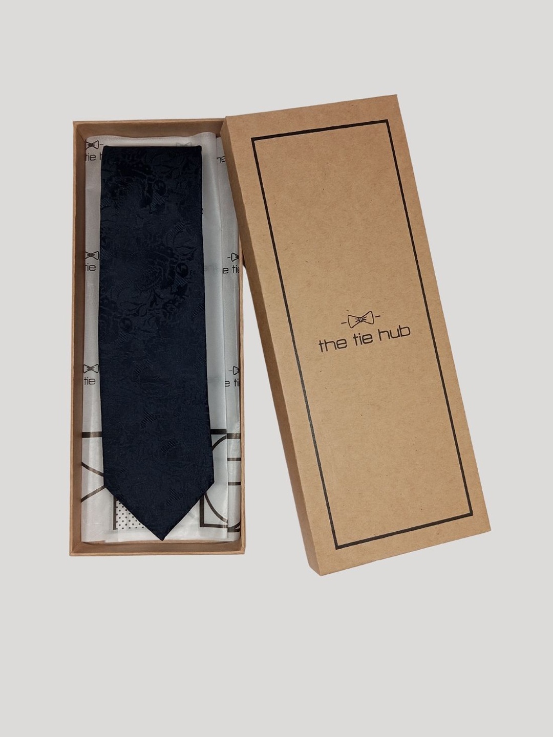 

The Tie Hub Men Self Design Skinny Tie, Navy blue