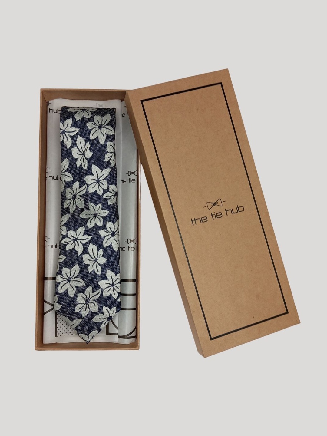 

The Tie Hub Men Printed Silk Formal Skinny Tie, Blue