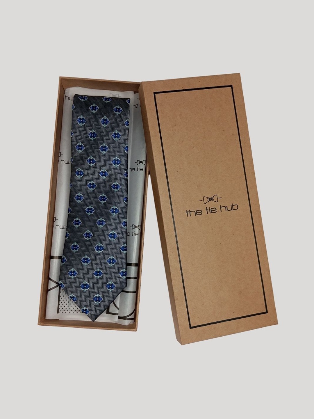 

The Tie Hub Men Printed Silk Formal Skinny Tie, Grey