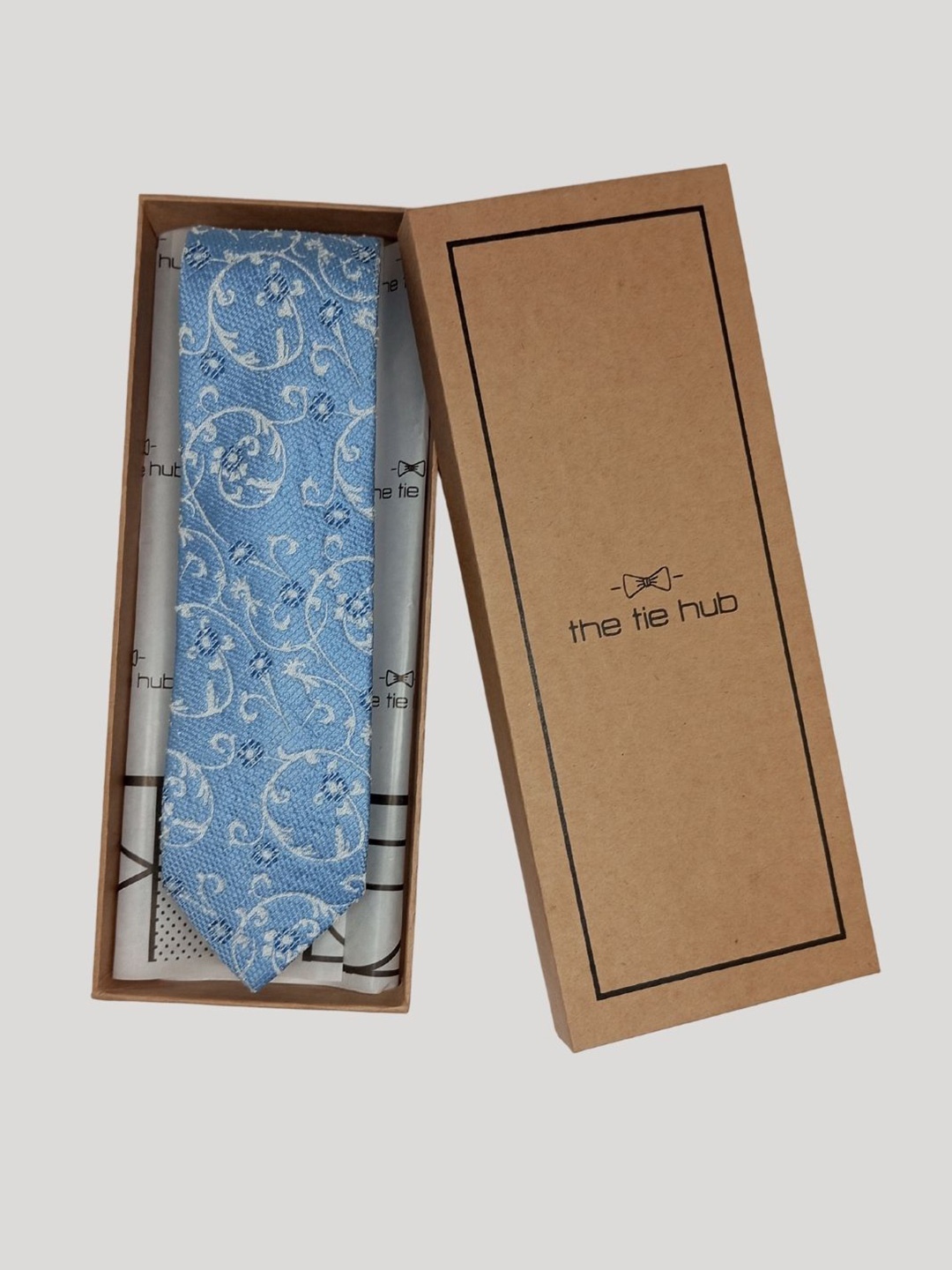 

The Tie Hub Men Printed Silk Formal Skinny Tie, Blue